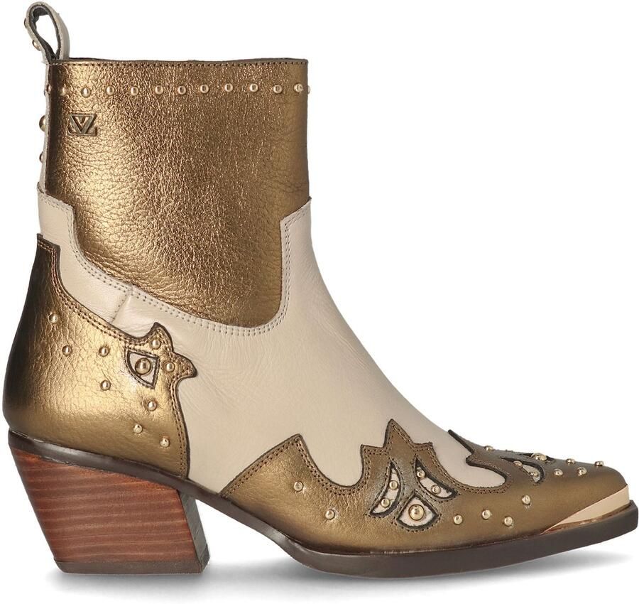 Lazamani Kaia Dames Enkellaarsjes Leer Gold White