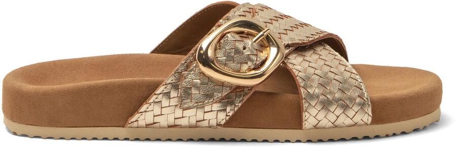 Lazamani Kaja Dames Slippers Leer Gold