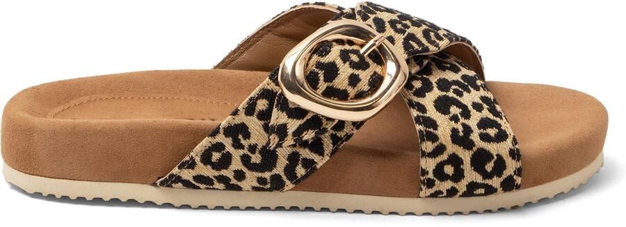 Lazamani Kaja Dames Slippers Leopard