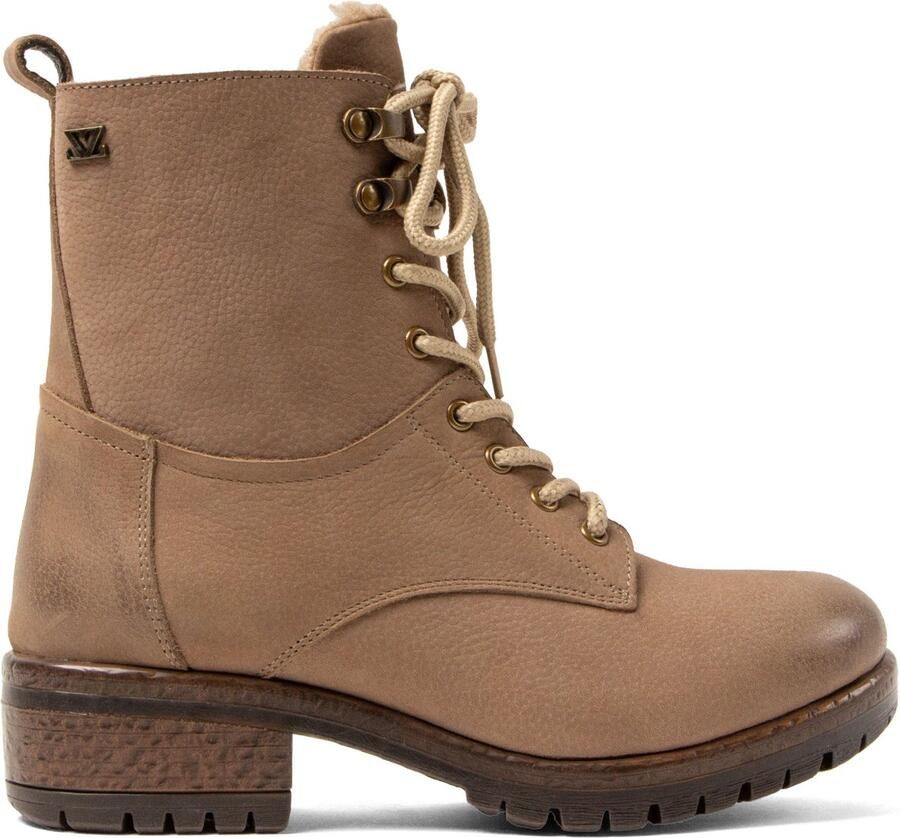 Lazamani Kia Dames Veterboots Leer Taupe