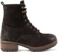 Lazamani Kia Dames Veterboots Leer Black - Zwart
