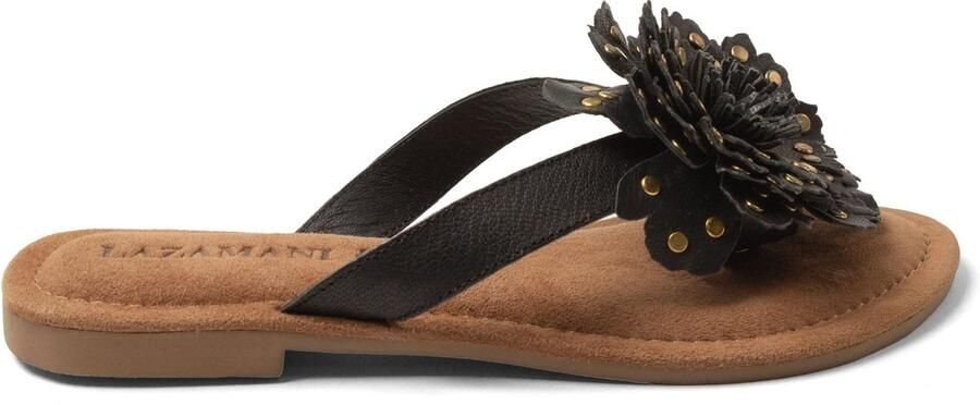 Lazamani Kira Dames Teenslippers Leer Black