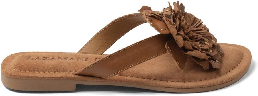 Lazamani Kira Dames Teenslippers Leer Tan