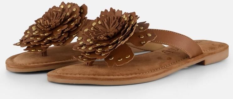 Lazamani Kira Dames Teenslippers Leer Tan