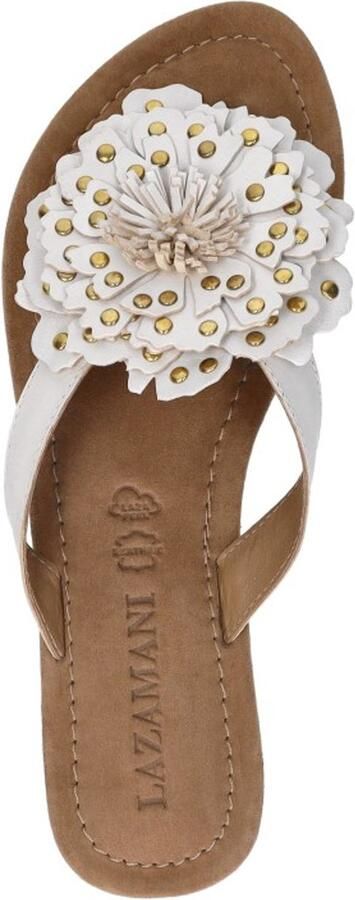 Lazamani Kira Dames Teenslippers Leer White