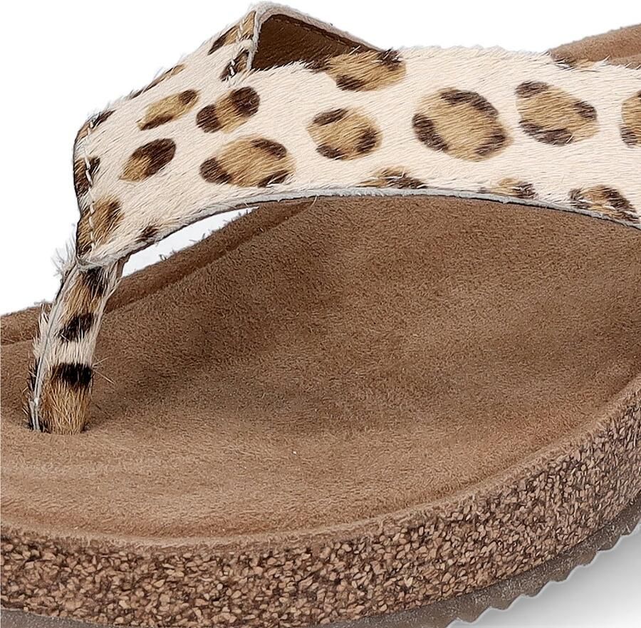 Lazamani Leia teenslippers met sleehak en panterprint beige zwart - Foto 4