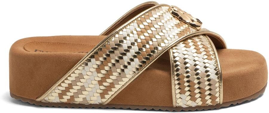 Lazamani Lizzy Dames Slippers Leer Beige