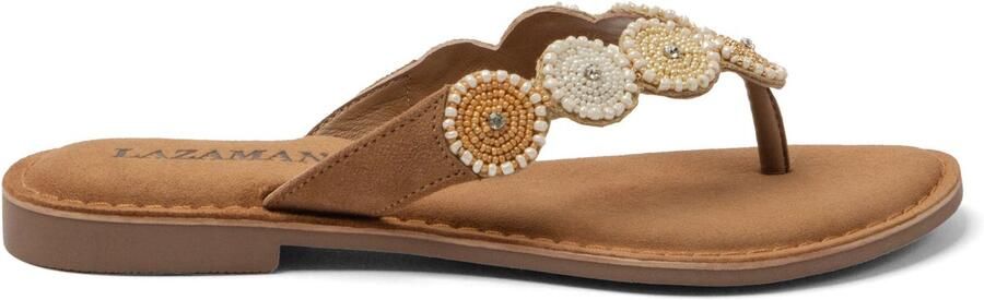 Lazamani Loua Dames Teenslippers Suede Beige
