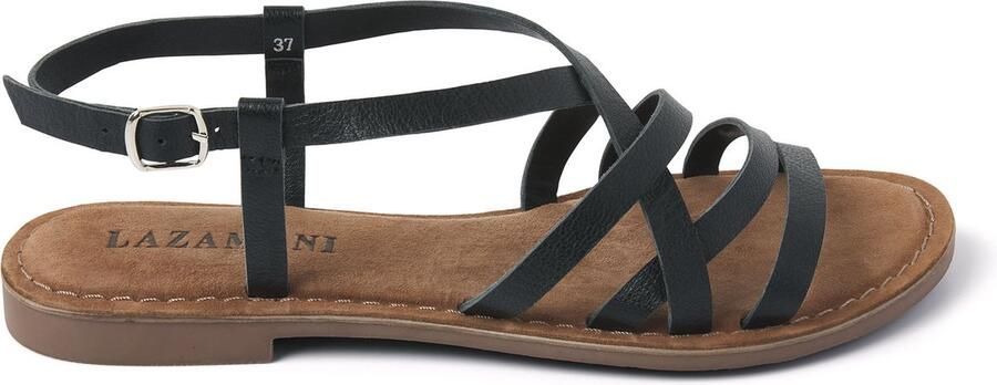 Lazamani Leren slingback sandaal Zwart Leer Platte sandalen Dames - Foto 6