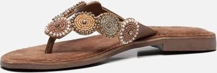 Lazamani Leren versierde teenslipper Beige Leer Teenslippers Dames - Foto 12