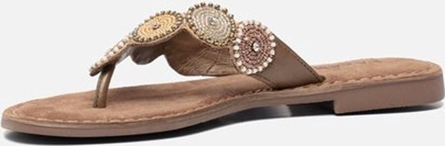 Lazamani Leren versierde teenslipper Beige Leer Teenslippers Dames - Foto 13