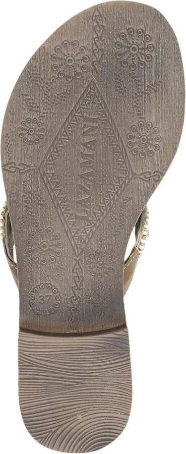 Lazamani Leren versierde teenslipper Beige Leer Teenslippers Dames - Foto 11