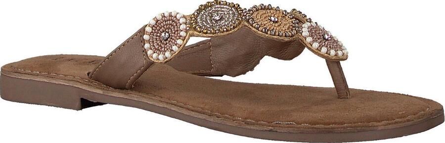 Lazamani Leren versierde teenslipper Beige Leer Teenslippers Dames - Foto 14