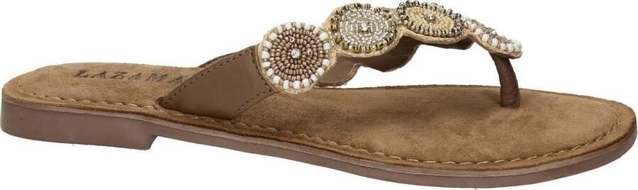 Lazamani Leren versierde teenslipper Beige Leer Teenslippers Dames - Foto 20