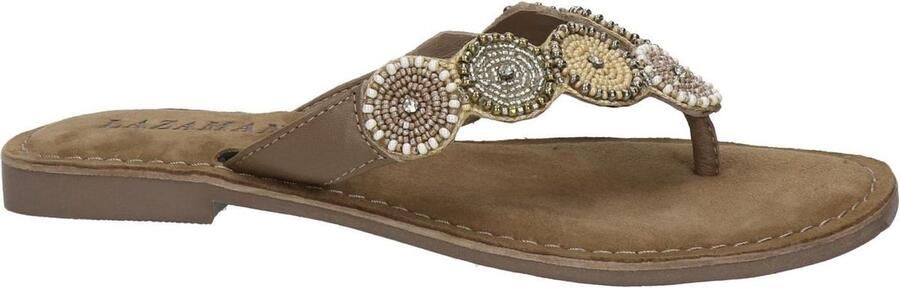 Lazamani Leren versierde teenslipper Beige Leer Teenslippers Dames - Foto 15