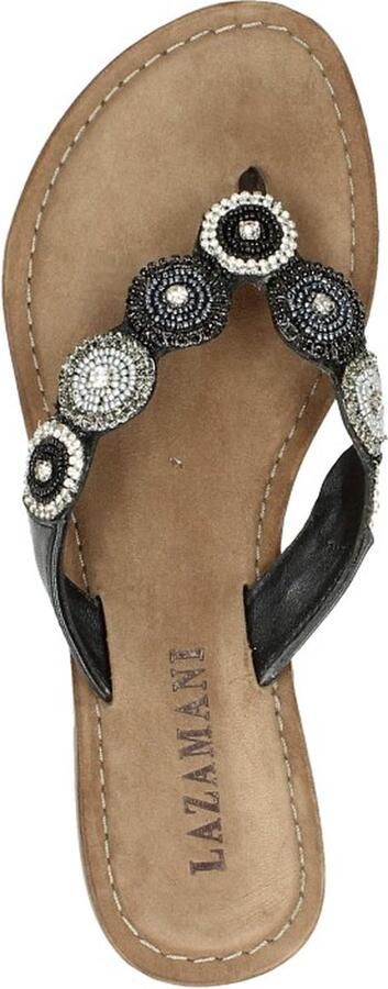 Lazamani Dames Slippers 75.451 South Zwart Leer LA75451south