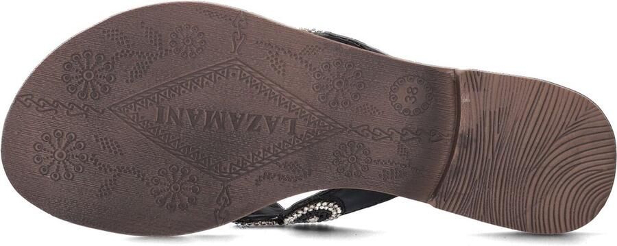 Lazamani Dames Slippers 75.451 South Zwart Leer LA75451south - Foto 7