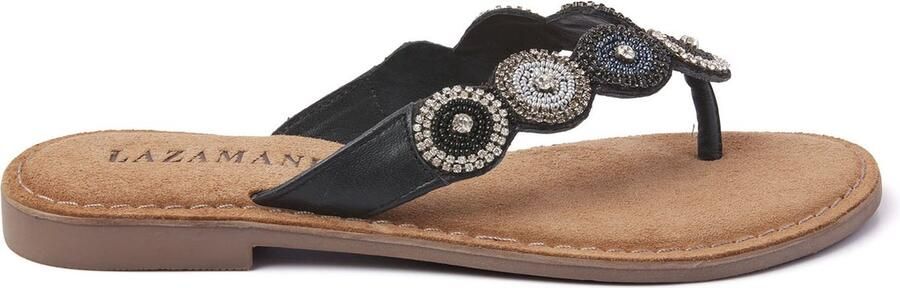 Lazamani Dames Slippers 75.451 South Zwart Leer LA75451south - Foto 11