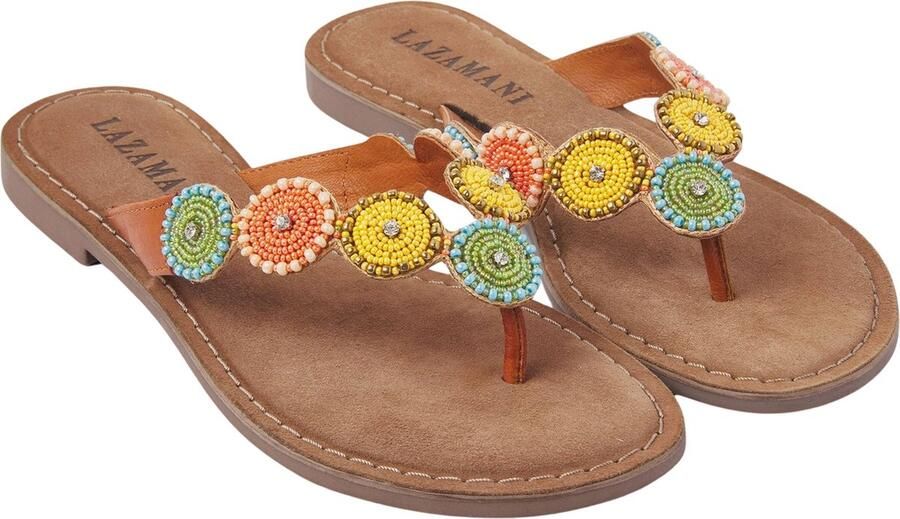 Lazamani Kleurrijke Suède Slippers Multicolor Dames - Foto 5