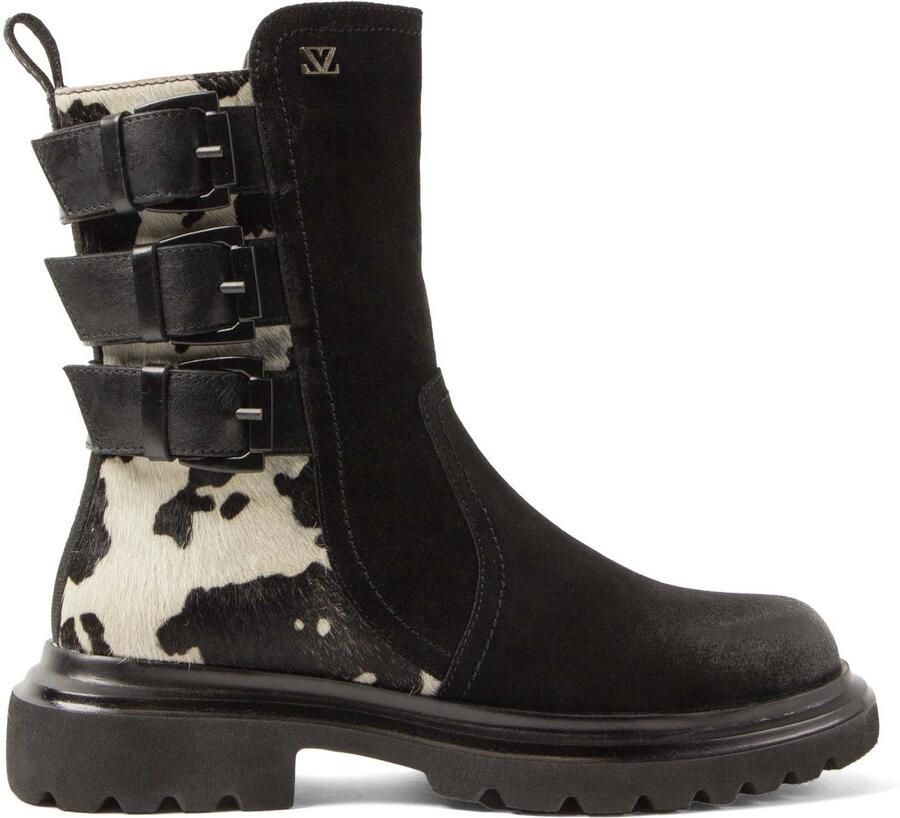 Lazamani Maddy Dames Boots Suede Black White