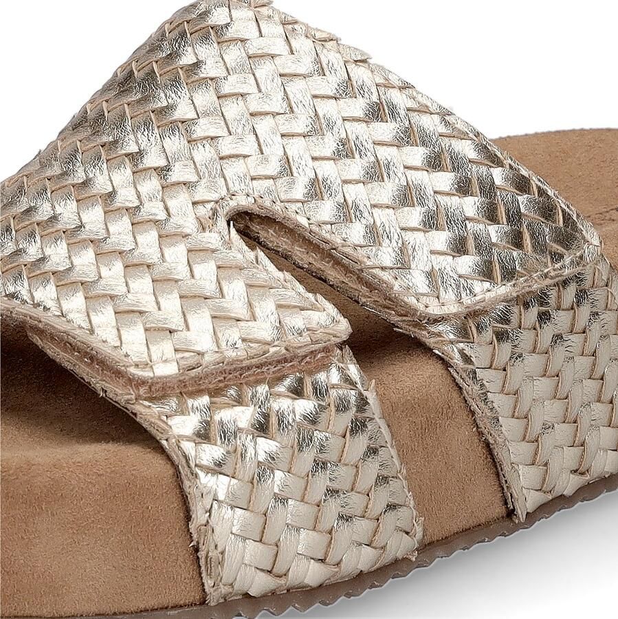 Lazamani Mille leren slippers met gevlochten goud - Foto 5
