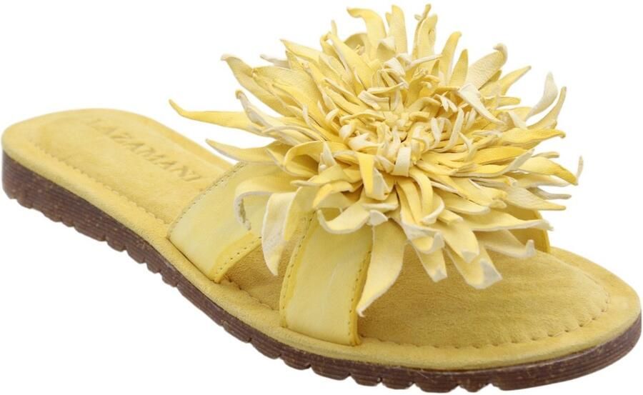 Lazamani Moa Dames Slippers Leer Yellow