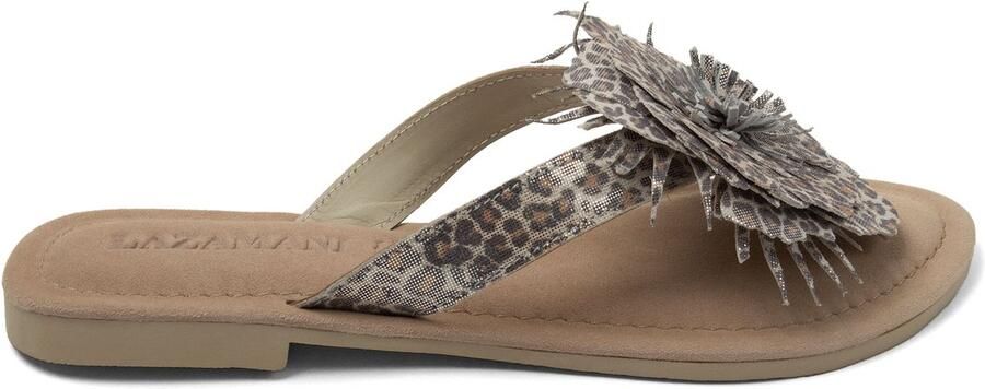 Lazamani Nomi Dames Teenslippers Suede Silver Leopard