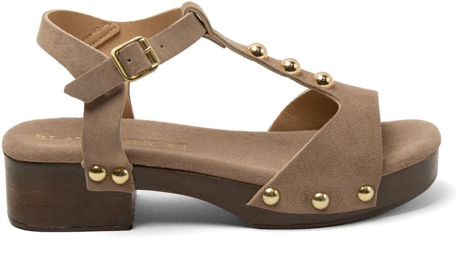 Lazamani Ola Dames Clogs Suede Taupe