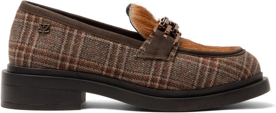 Lazamani Oxford Dames Loafers Tartan Cognac