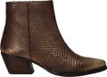 Lazamani Phoebe Dames Enkellaarsjes Leer Gold Brown - Goudkleur