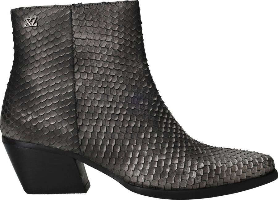 Lazamani Phoebe Dames Enkellaarsjes Leer Silver Black