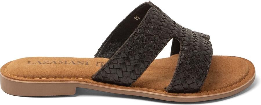 Lazamani Puck Dames Slippers Leer Black
