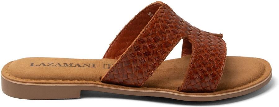Lazamani Puck Dames Slippers Leer Tan