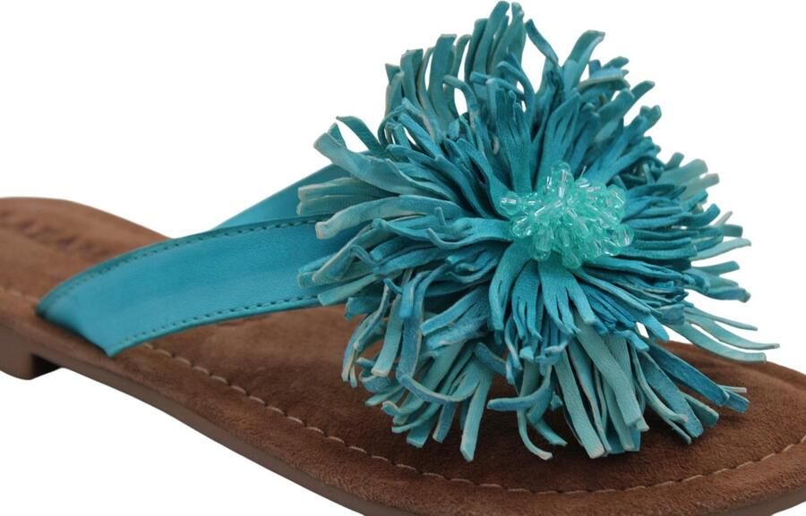 Lazamani Roza Dames Teenslippers Leer Turquoise - Foto 5