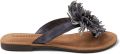 Lazamani Roza Dames Teenslippers Leer Black - Zwart