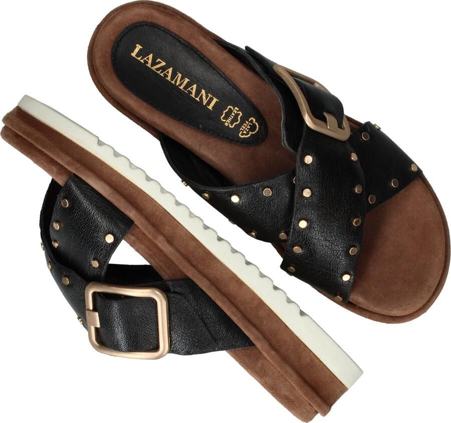 Laza i Studded Leather Slipper with Buckle Closure Black - Foto 2