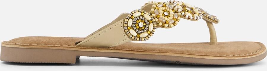 Lazamani Soe Leren Dames Slippers Beige