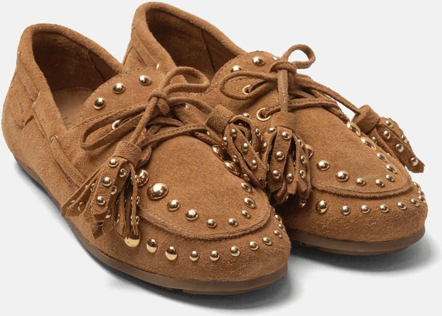 Lazamani bruin suède loafers met gouden studs - Foto 2