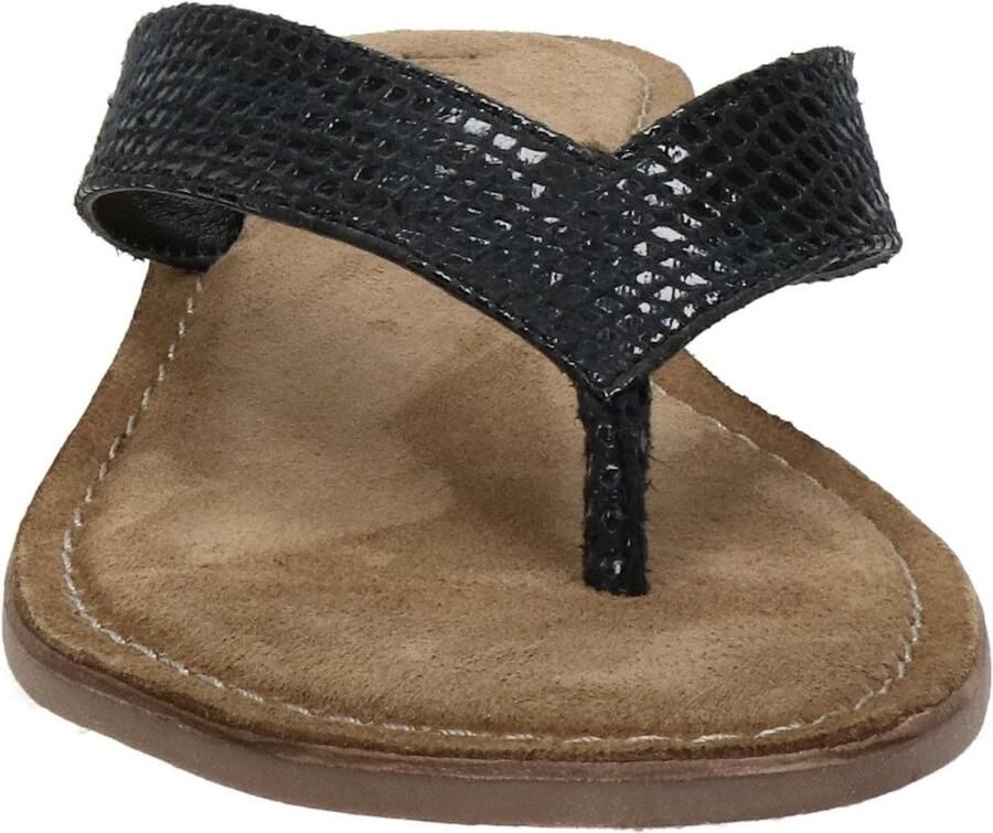 Lazamani 75.481 leren teenslippers met slangenprint zwart - Foto 6