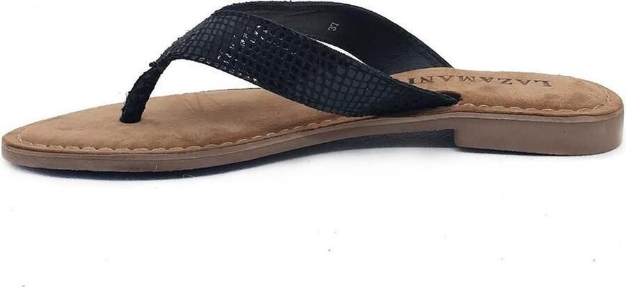 Lazamani 75.481 leren teenslippers met slangenprint zwart - Foto 9