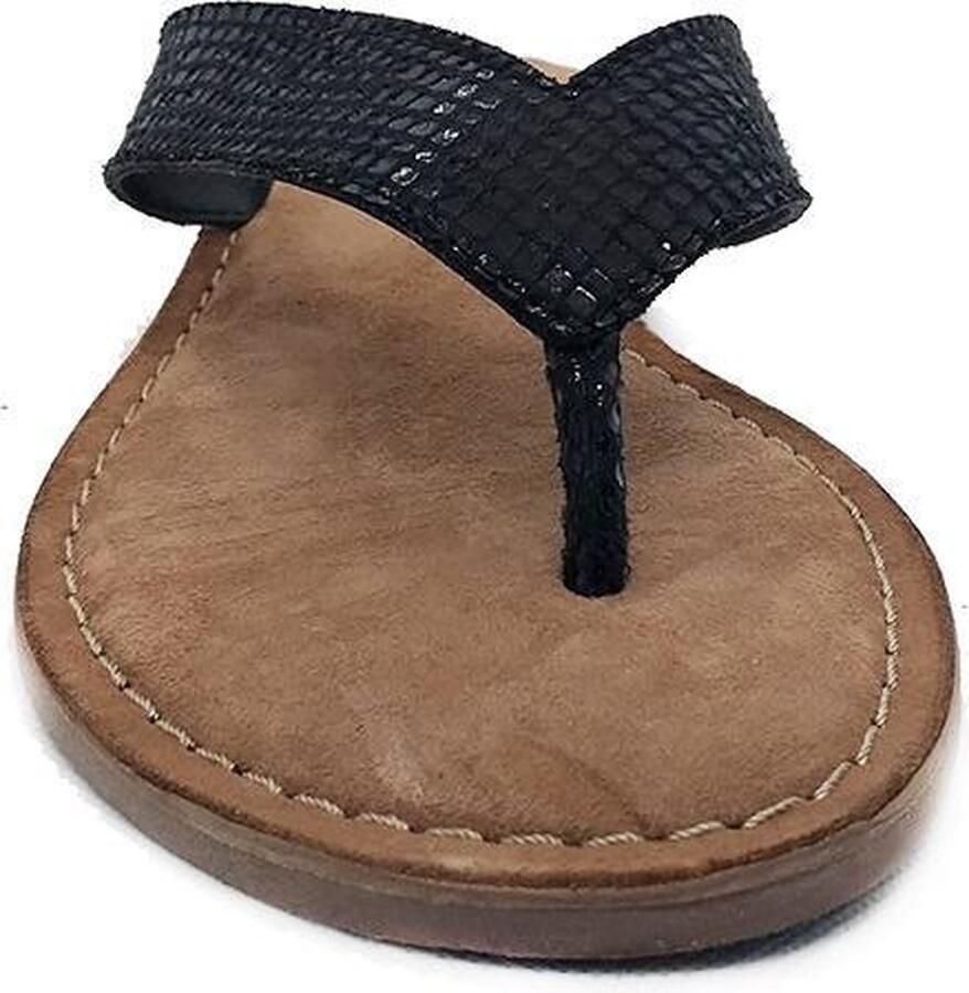Lazamani 75.481 leren teenslippers met slangenprint zwart - Foto 3