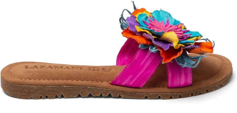 Lazamani Zinnia Dames Slippers Leer Fuxia