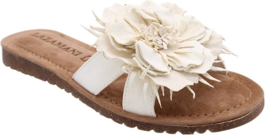 Lazamani Zinnia Dames Slippers Leer Offwhite - Foto 2