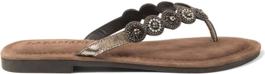 Lazamani Lea Dames Slippers Leer Pewter