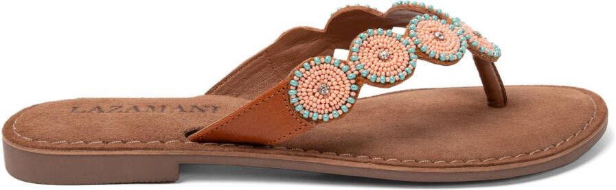 Lazamani Luna Dames Slippers Leer Peach