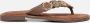 Lazamani Leren versierde teenslipper Beige Leer Teenslippers Dames - Thumbnail 3