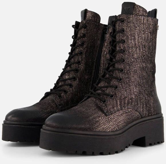 Lazamani Metallic Veterboots grijs Leer