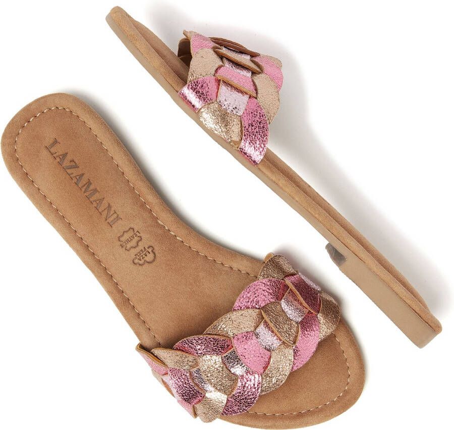 Lazamani Mona Leren Dames Slippers Rose