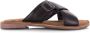 Lazamani Leren mules black met gekruis Zwart Leer Platte sandalen Dames - Thumbnail 1