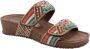 Lazamani leren slippers met kraaltjes oranje turquoise - Thumbnail 2